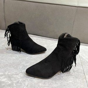 New suede fashion chunky mid-heel ankle boots
